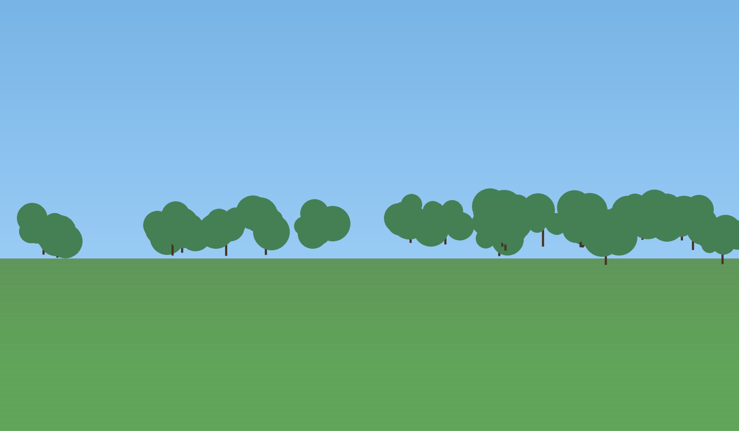 Hyvin hoidettu piha ja puita taustalla